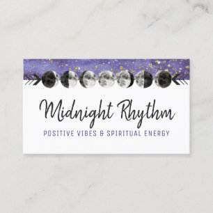 Watercolor Moon Lunar Cycle Night Sky Social Media Business Card