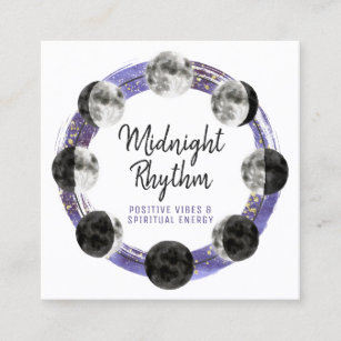 Watercolor Moon Lunar Cycle Night Sky Social Media Square Business Card