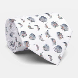 Watercolor Moon Phases Pattern  Neck Tie