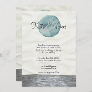 Watercolor Moon Poe Inspired Wedding Invitation