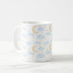 Watercolor Moon Stars and Clouds Pattern Coffee Mug