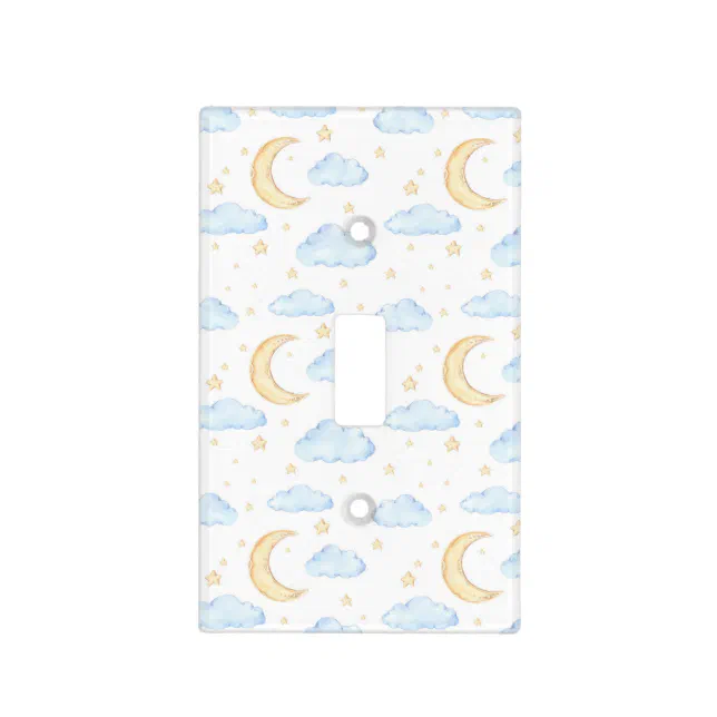 Watercolor Moon Stars and Clouds Pattern Light Switch Cover | Zazzle