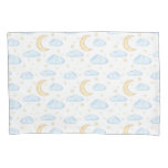 Watercolor Moon Stars and Clouds Pattern Pillow Case