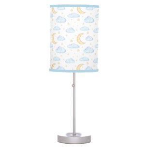 Watercolor Moon Stars and Clouds Pattern Table Lamp