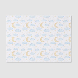 Watercolor Moon Stars and Clouds Pattern Tissue Paper