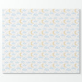 Watercolor Moon Stars and Clouds Pattern Wrapping Paper (Flat)
