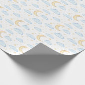 Watercolor Moon Stars and Clouds Pattern Wrapping Paper (Corner)