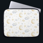 Watercolor Moon Stars & Cloud Pattern Laptop Sleeve<br><div class="desc">Check out this cute trendy design featuring the moon, stars and clouds.</div>