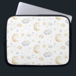 Watercolor Moon Stars & Cloud Pattern Laptop Sleeve<br><div class="desc">Check out this cute trendy design featuring the moon, stars and clouds.</div>