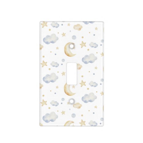 Watercolor Moon Stars  Cloud Pattern Light Switch Cover