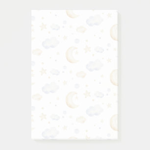 Watercolor Moon Stars & Cloud Pattern Post-it Notes