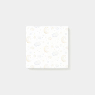 Watercolor Moon Stars & Cloud Pattern Post-it Notes