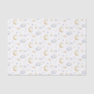 Watercolor Moon Stars & Cloud Pattern Tissue Paper