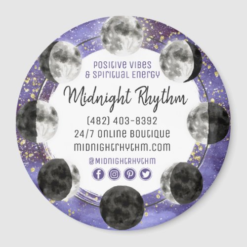 Watercolor Moons Lunar Cycle Galaxy Logo Promo Ad Magnet