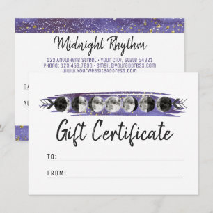 Watercolor Moons Lunar Cycle Gift Certificate Card