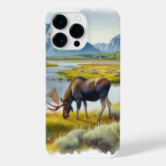 Watercolor Moose AI Art Phone Case
