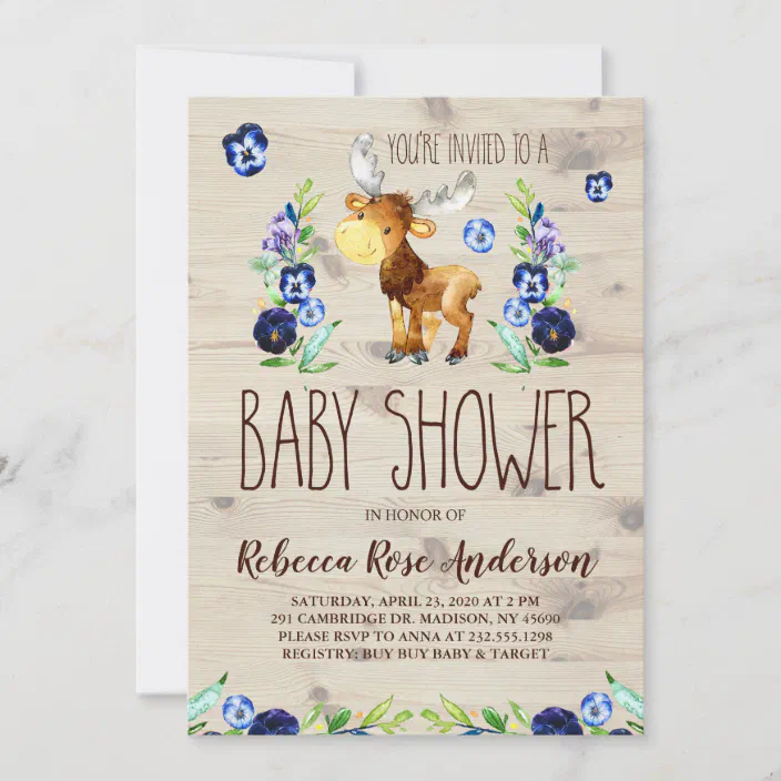 Moose WoodlandBaby Shower Invitation Raccoon Custom Baby Shower Invite Watercolor Forest Baby Shower Woodland Porcupine It's a Boy