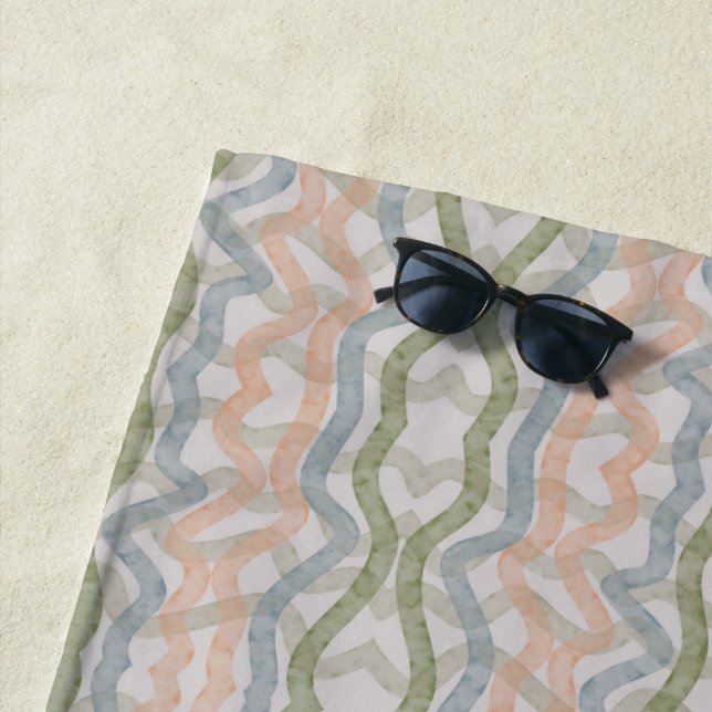 Watercolor Mopping Brushstrokes Pattern In Pastel Beach Towel (In Situ)