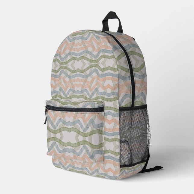 Watercolor Mopping Brushstrokes Pattern In Pastel Printed Backpack (Back Corner Right)