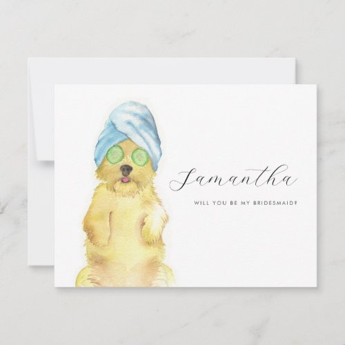 Watercolor Morkie Poo Spa Day Bridesmaid Cards