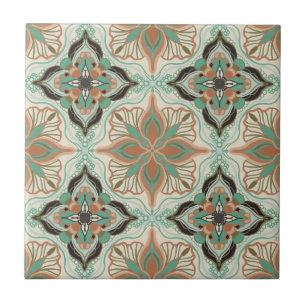 Watercolor Moroccan Floral Ceramic Tile
