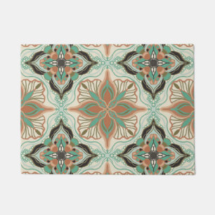 Watercolor Moroccan Floral Tile Doormat