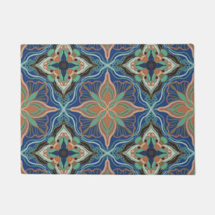 Watercolor Moroccan Marrakech Floral Tile Doormat
