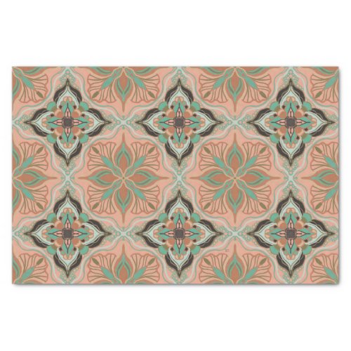 Watercolor Moroccan Pink Floral Tile Tissue Paper