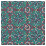 Watercolor Moroccan Teal Geometric Tile Fabric