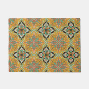Watercolor Moroccan Yellow Floral Tile Doormat