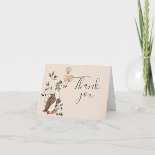 Watercolor Mother Goose Daisy Flower Baby Shower Thank You Card