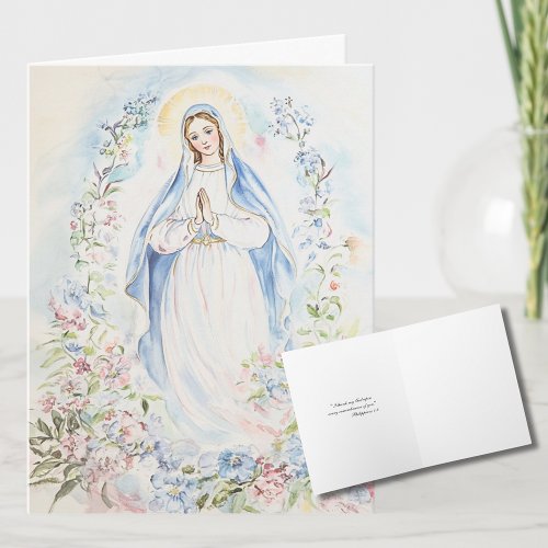 Watercolor Mother Mary Religious Catholic Floral 
