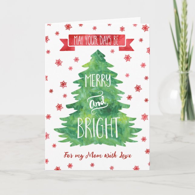 Watercolor Mother Merry Christmas Card (Front)