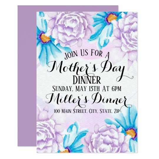 watercolor mother s day dinner invitation card zazzle com