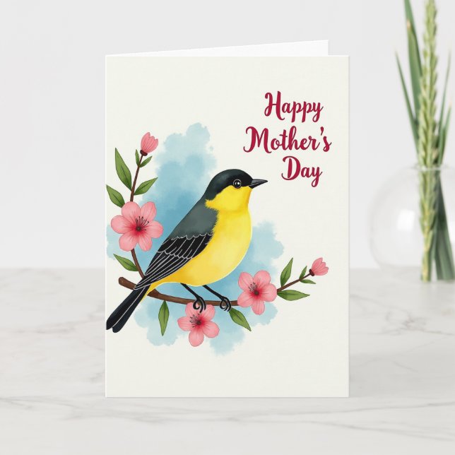 Watercolor Mothers Day Bird Card (Front)