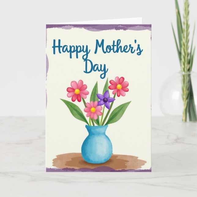 Watercolor Mothers Day Blooms Card (Front)