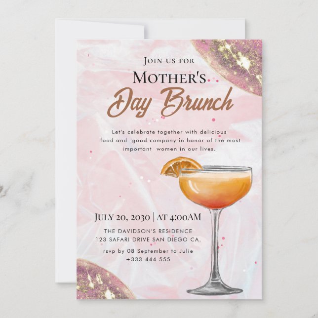 Watercolor Mother's Day Brunch Invitations (Front)
