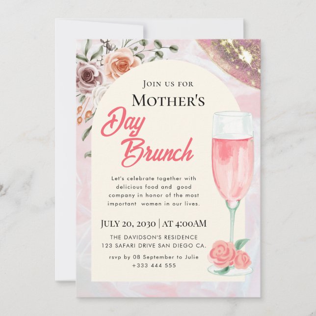 Watercolor Mother's Day Brunch Invitations (Front)