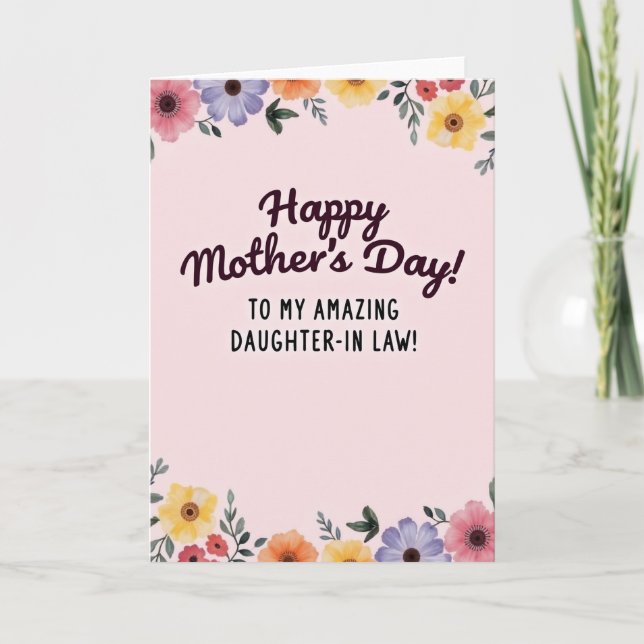 Watercolor Mothers Day Flowered Card (Front)
