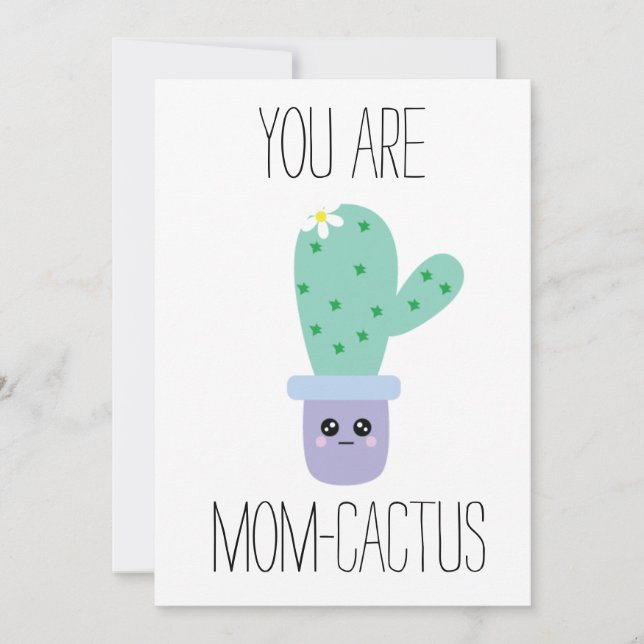Watercolor Mothers Day Funny Kawaii Cactus Cards (Front)