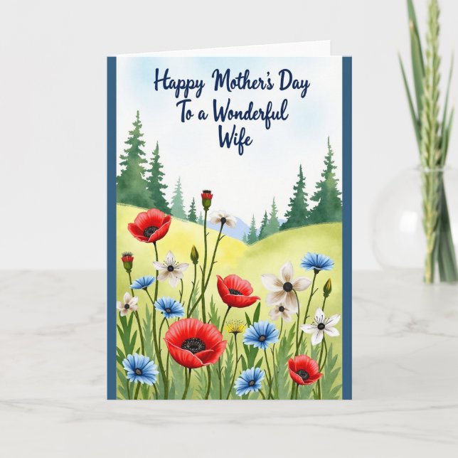 Watercolor Mothers Day Meadow Card (Front)