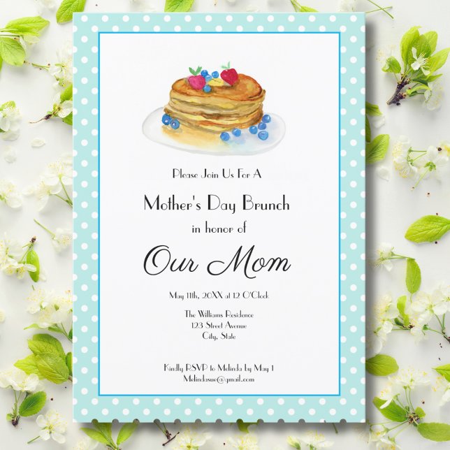 Watercolor Mother's Day Pancake Brunch Party Invitation (Creator Uploaded)