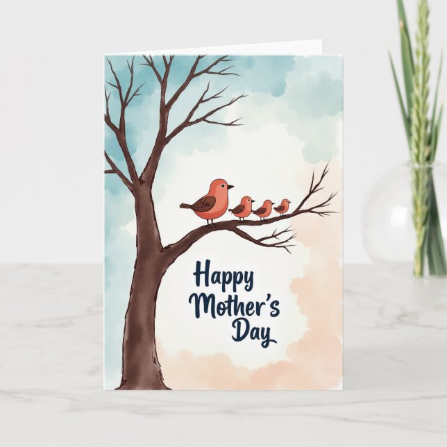 Watercolor Mothers Day Tree Card (Front)