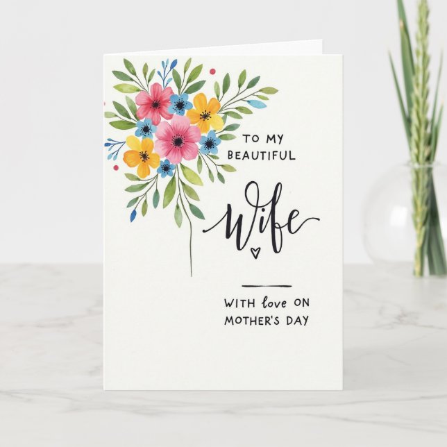 Watercolor Mothers Day Wife Card (Front)