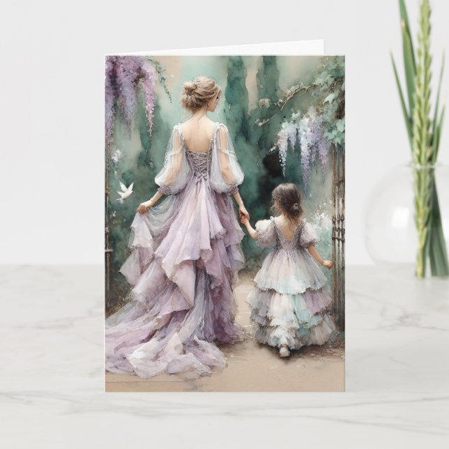 Watercolor Mother's Day Wisteria Garden Card (Front)