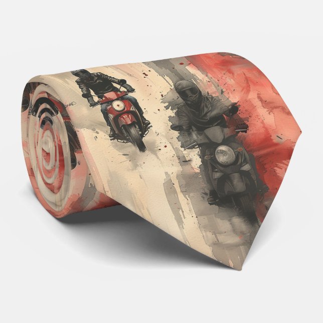 Watercolor motorcycles, bikers, racing, motorcycli neck tie (Rolled)