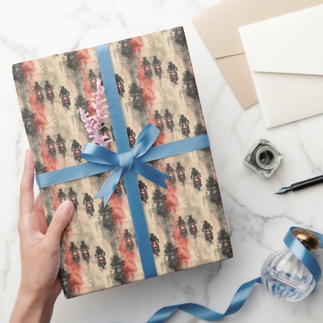 Watercolor motorcycles, bikers, racing, motorcycli wrapping paper (Gifting)