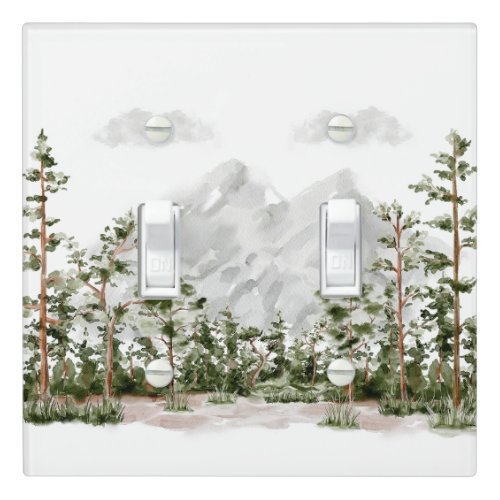 Watercolor Mountain and Forest Light Switch Cover