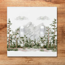 Watercolor Mountain and Forest Light Switch Cover