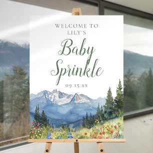 Watercolor Mountain Baby Sprinkle Welcome Sign
